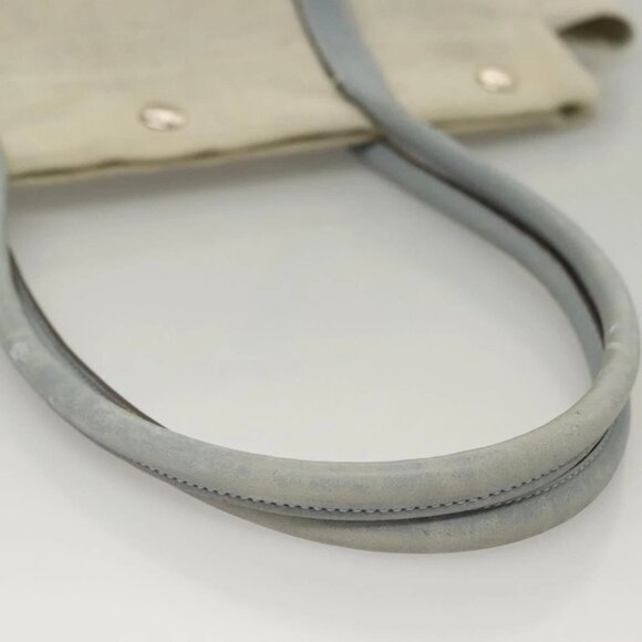 PRADA Tote Bag Canvas Beige Silver Auth 133386 - Picture 8 of 16